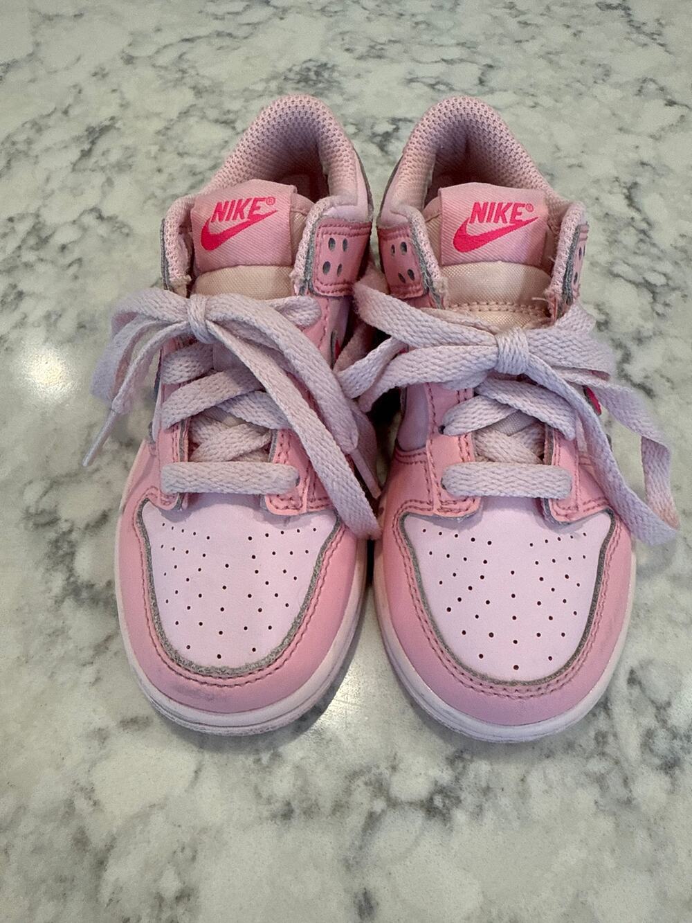 Nike Dunk Low Girls Pink White Hot Pink Kids Size 11C Sneakers